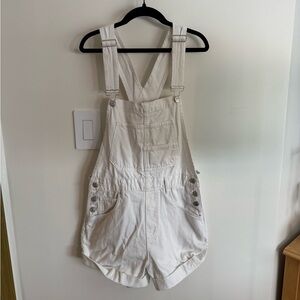 Free People Ziggy White Overall Shorts